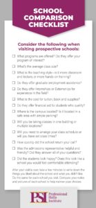 School Comparison Checklist for High School Seniors and Recent Graduates